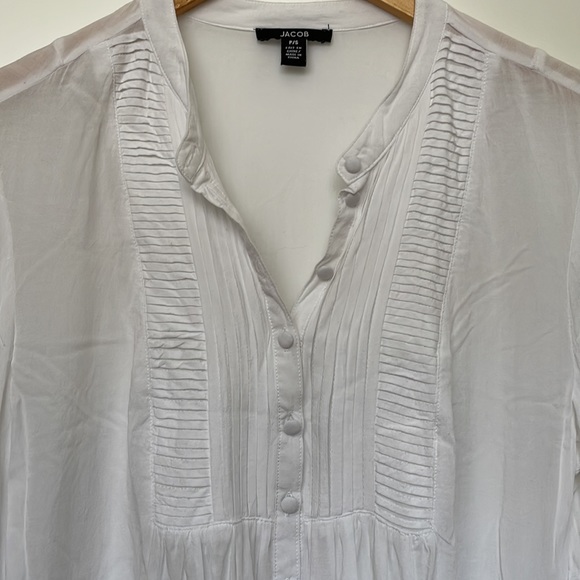 JACOB Peasant Blouse Button Up White Flowy - Picture 2 of 6